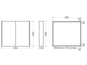 Kado Arc Shaving Cabinet 900W X 800H X 130D Double Door - Solid Timber Sides