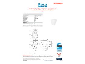 Specification Sheet - Roca The Gap Round Back to Wall Rimless Overheight Pan with Soft Close Quick Release Thick Seat White (4 Star)