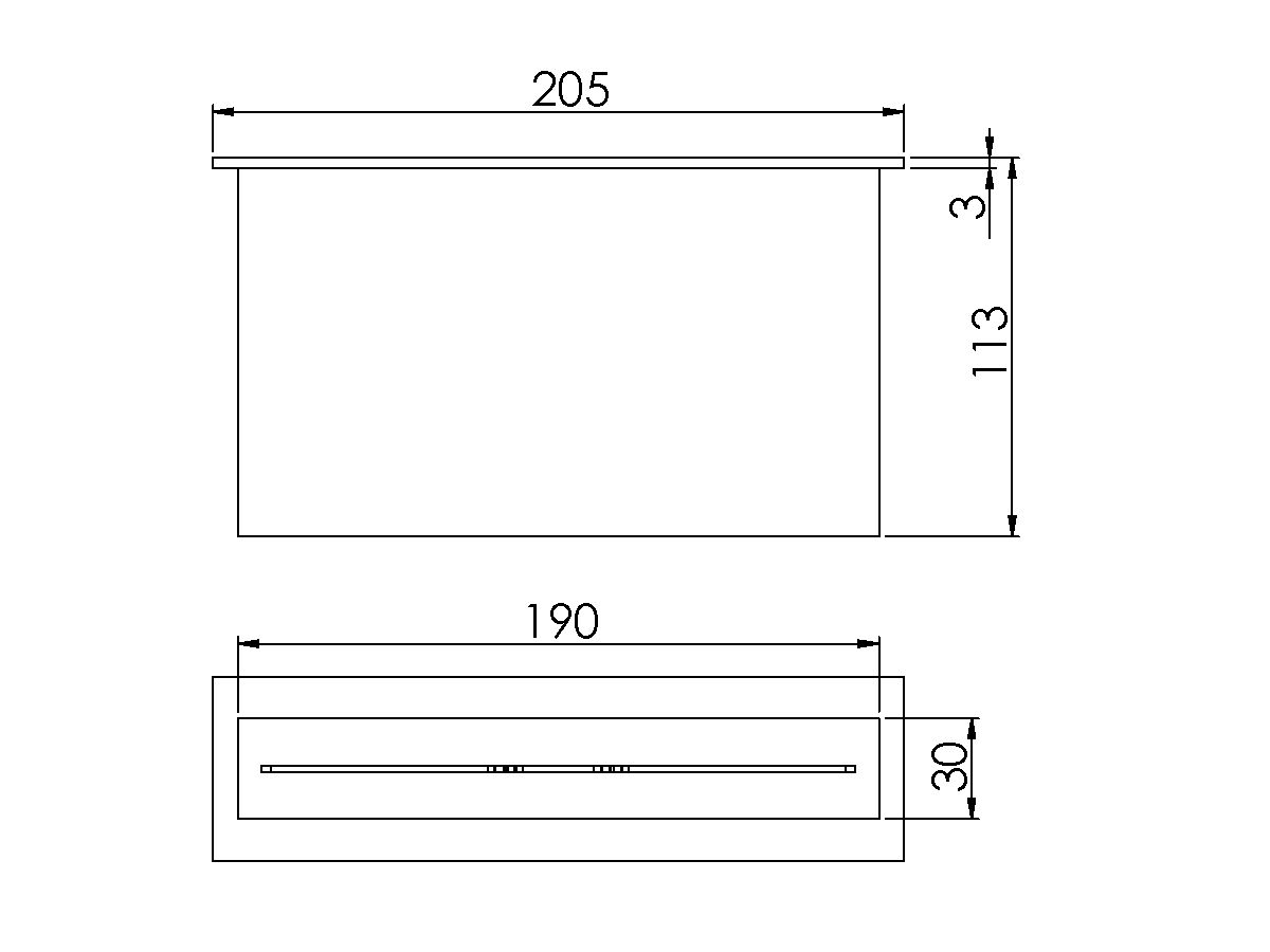 Phoenix Flow Wall Bath Outlet 190mm x 110mm Square Slit Box Chrome