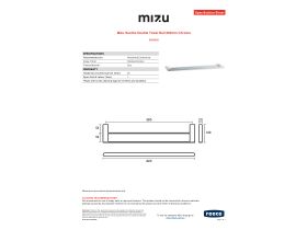 Specification Sheet - Mizu Soothe Double Towel Rail 600mm Chrome