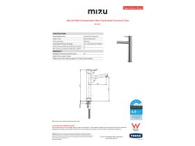 Specification Sheet - Mizu Drift MK2 Extended Basin Mixer Tap Brushed Gunmetal (5 Star)