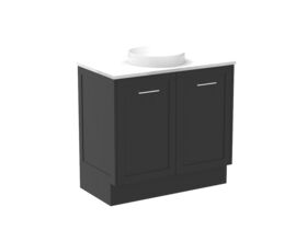 Supporting Image - Kado Lux All Door 900mm Floor Mounted Vanity Centre Basin 20mm - Black - Angle