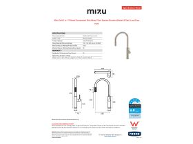 Specification Sheet - Mizu Drift 3 in 1 Filtered Gooseneck Sink Mixer Filter System Brushed Nickel (5 Star) Lead Free