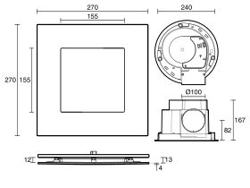Kado Lux HiFlow 200 LED Exhaust Fan Square