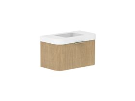 Supporting Image 2- Kado Neue Fluted Double Curve All Drawer 900mm Wall Hung Vanity with Centre Basin Durasein 90mm Top Boston Oak