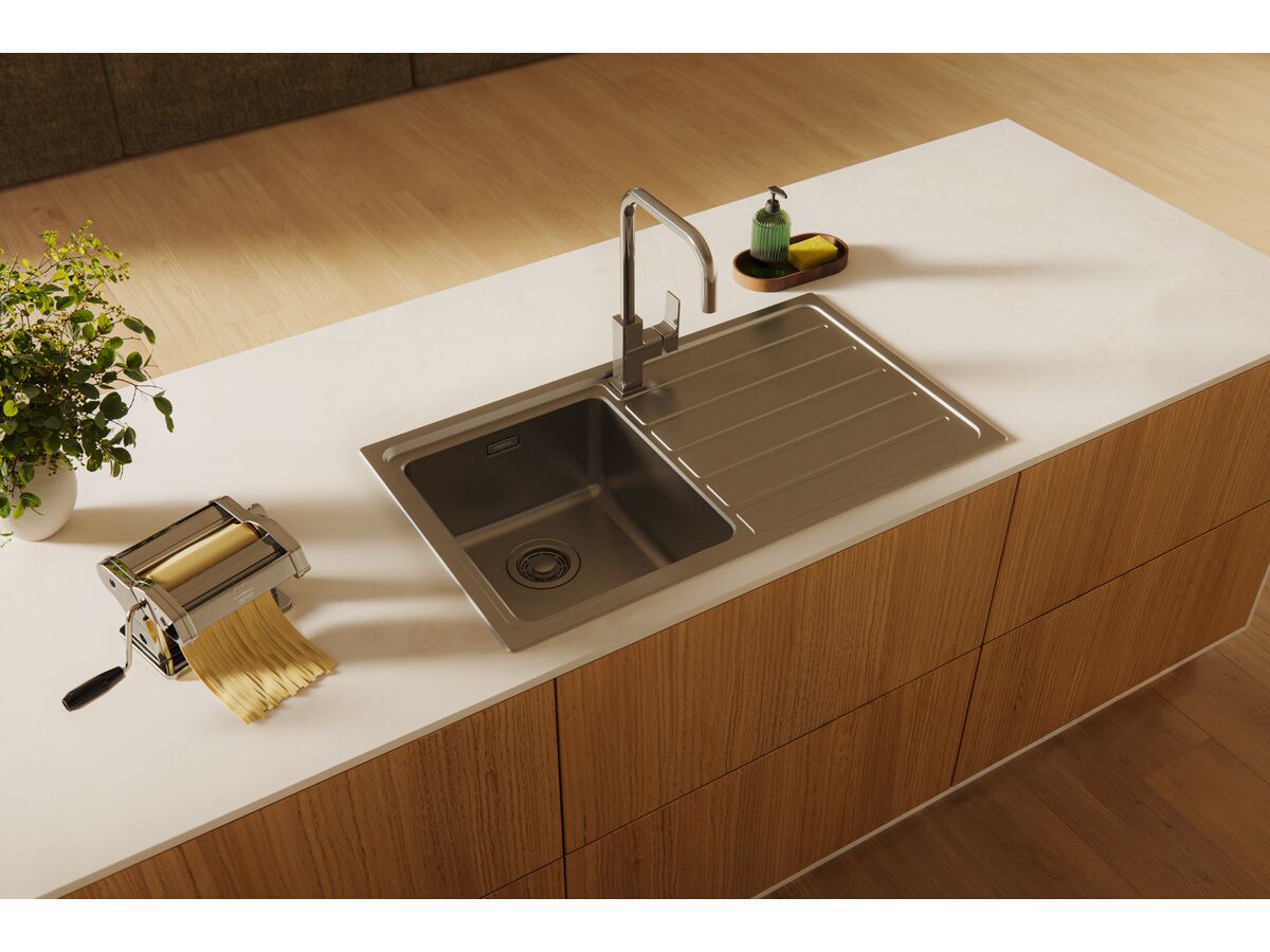In Situ 2 - Memo Oscar Inset Left Hand Single Bowl & Drainer Sink Overflow 1 Taphole