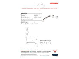 Specification Sheet - Sussex Pure Wall Bath Hostess System 250mm with Cirque Textured Handles Chrome Lead Free