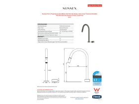 Specification Sheet - Sussex Pure Progressive Sink Mixer Set Pull Out Spray with Linear Textured Handles PVD Brushed Gunmetal (4 Star) Lead Free