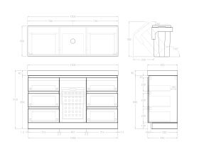 Technical Image - Posh Domaine Plus Hamper 1500 Floor Mounted Centre Bowl 90mm Top