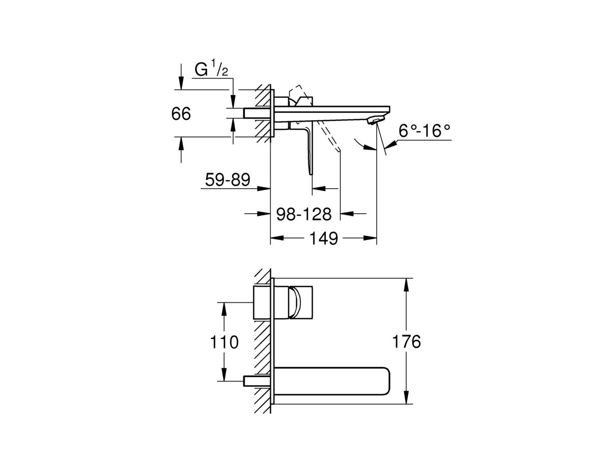 GROHE Lineare New Wall Basin Mixer 207 Trimset Chrome (5 Star)