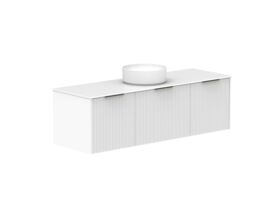 Supporting Image 2- Kado Neue Fluted Square All Drawer 1500mm Wall Hung Vanity with Centre Basin Durasein 12mm Top Ultra White