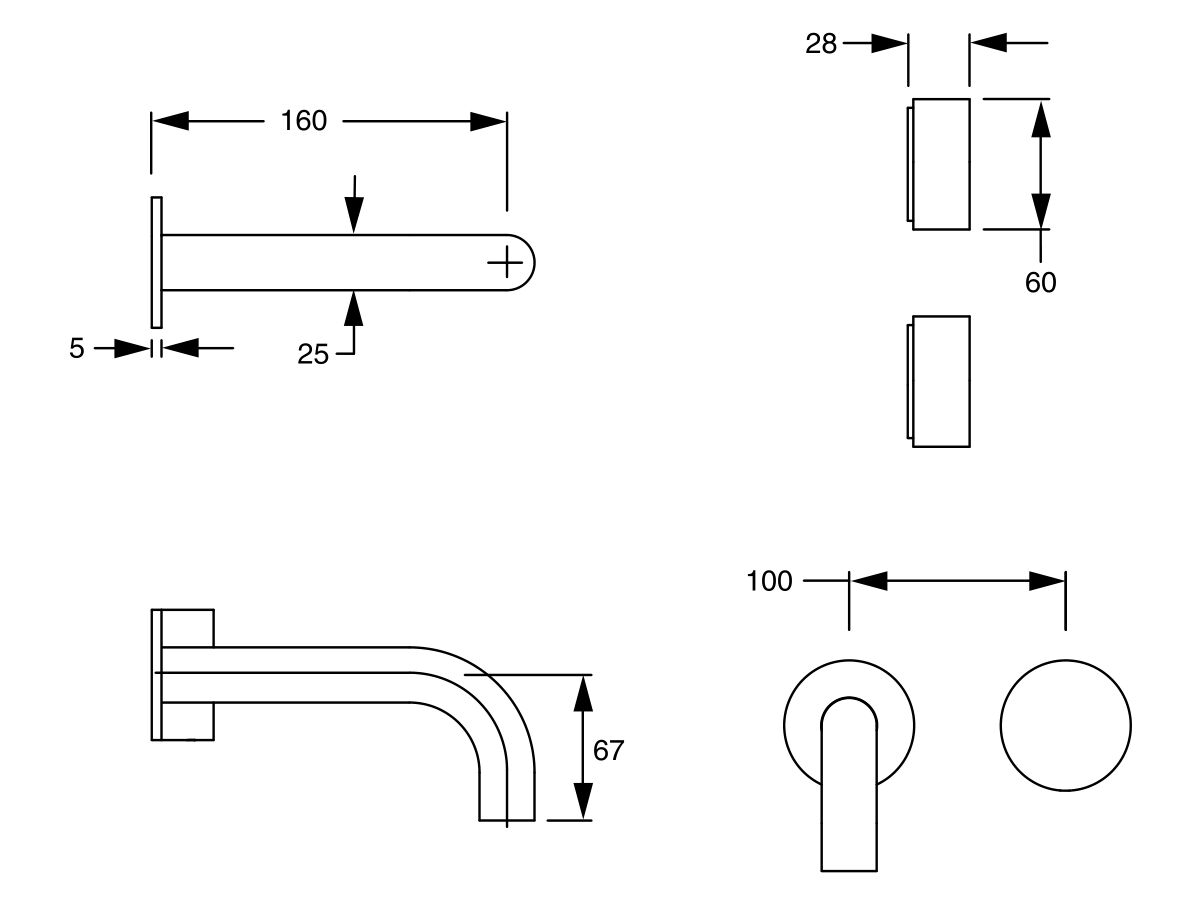 Sussex Pure Progressive Bath Mixer Tap System 160mm