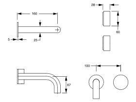 Sussex Pure Progressive Bath Mixer Tap System 160mm