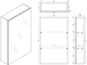 Posh Dominique MKII 1 Door Mirror Cabinet 450mm x 750mm White