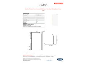 Specification Sheet - Kado Lux Frameless Curved Panel with Wall Channel Clear Glass 1200mm Brushed Brass