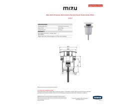 Specification Sheet - Mizu Drift Universal DN40 Dome Pop Up Plug & Waste Gloss White