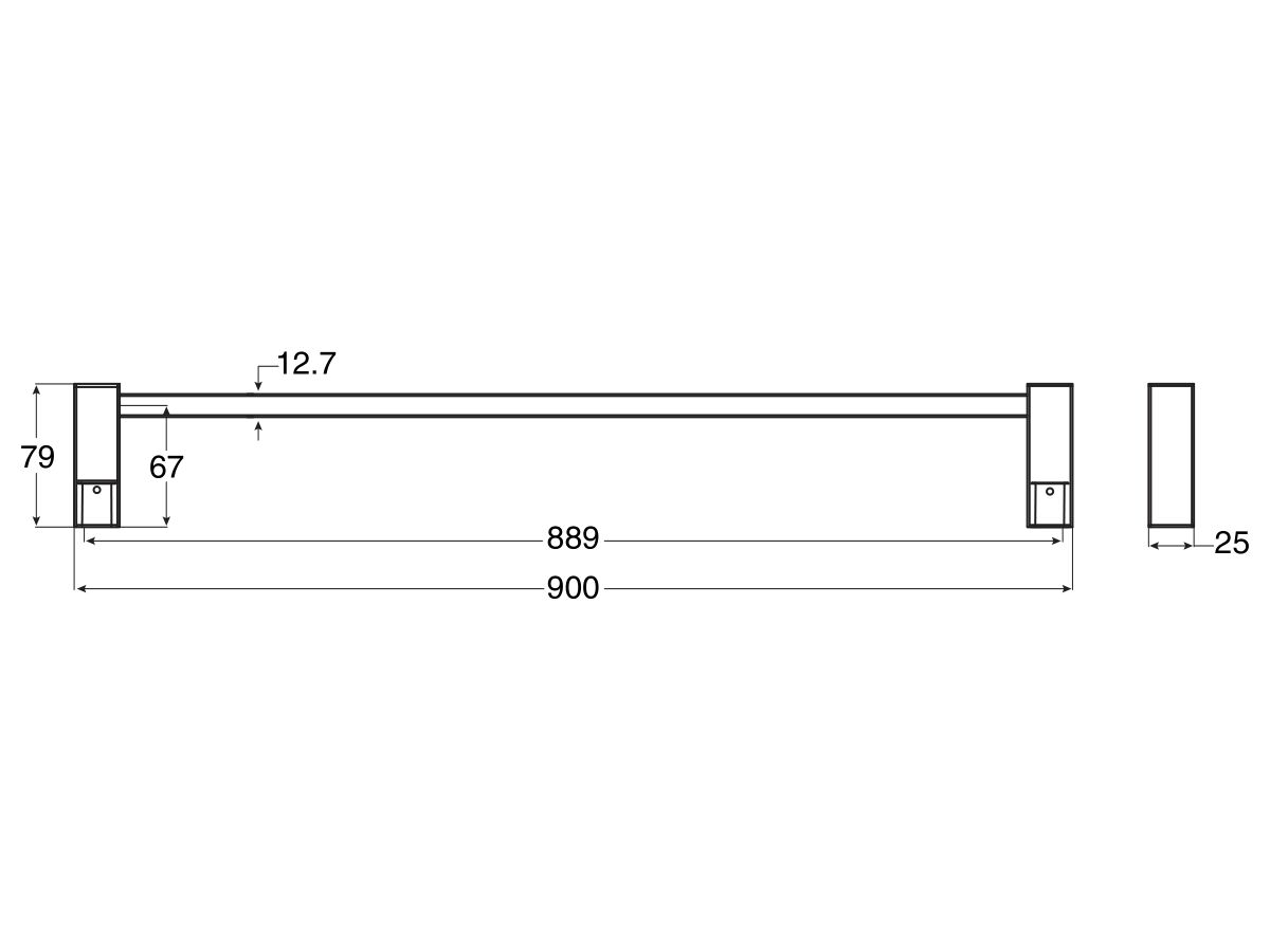 Mizu Bloc MK2 Single Towel Rail 900mm Chrome