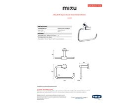 Specification Sheet - Mizu Drift Square Guest Towel Holder Chrome