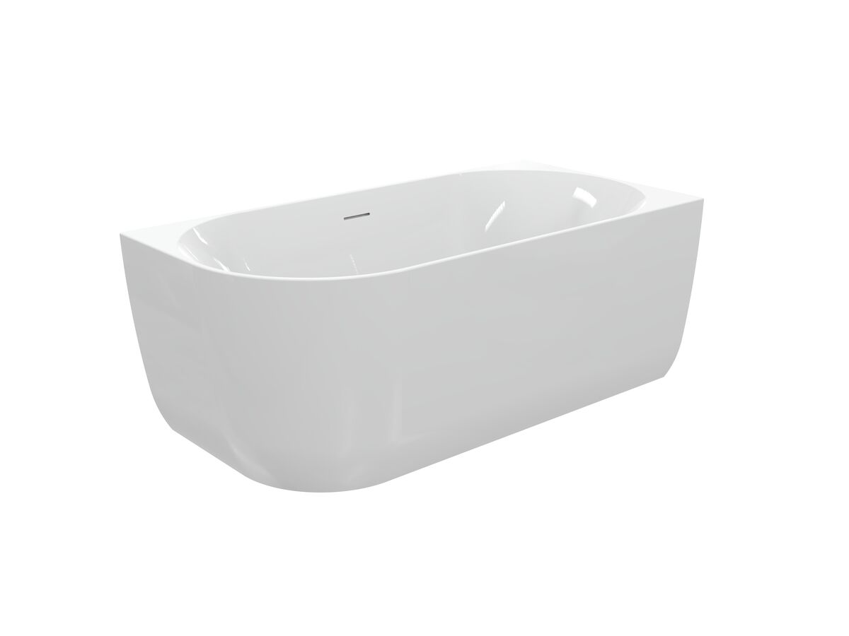 Supporting Image 2 - Posh Solus Back to Corner Freestanding Bath 1500mm Right Corner with Overflow Gloss White - Perspective View