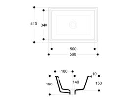 AXA Sink 50 Under Counter Glaze Basin with Fixing No Taphole White