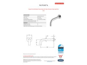 Specification Sheet - Sussex Pure Wall Basin Outlet 200mm EP Satin Chrome (3 Star) Lead Free