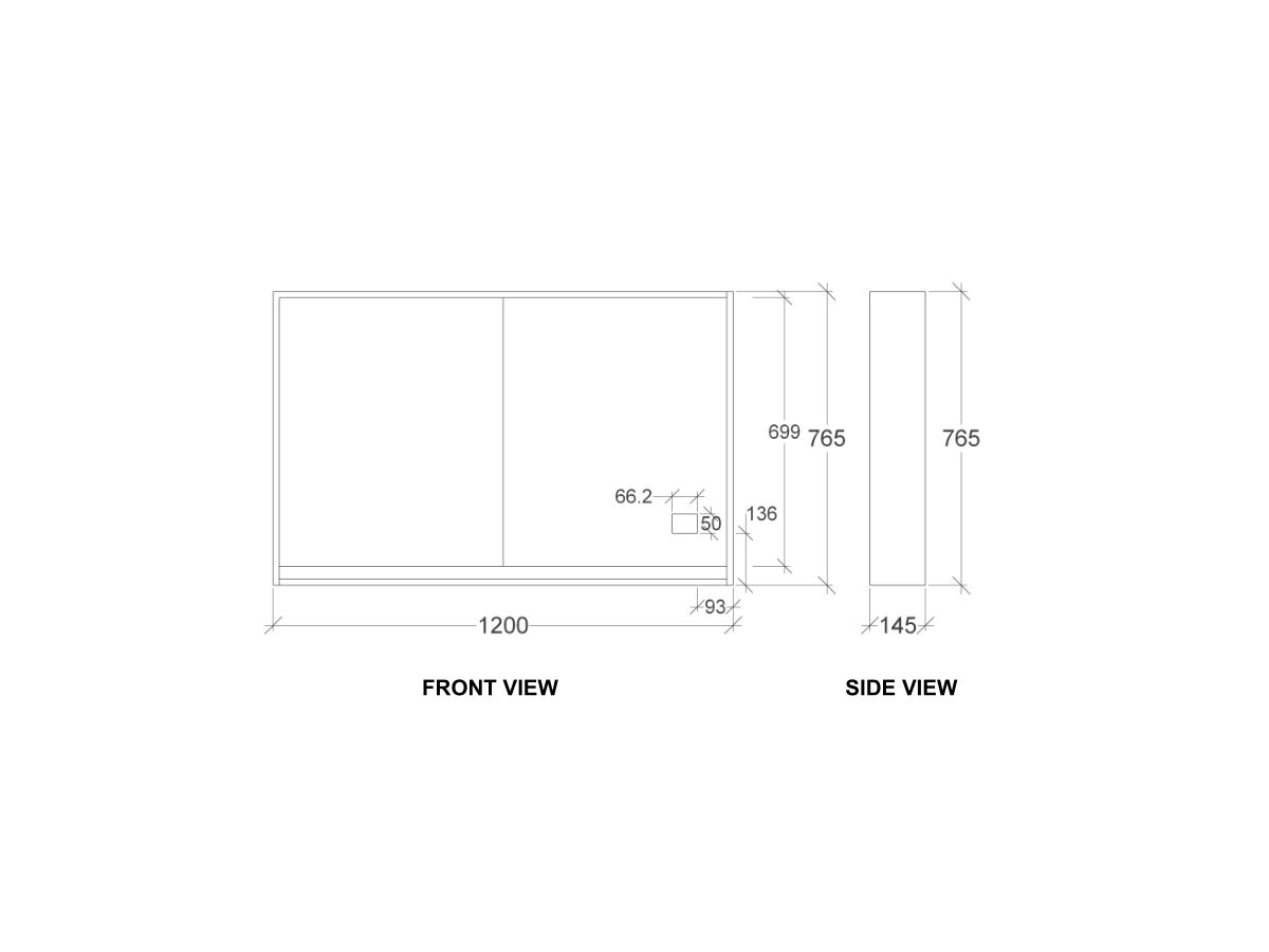 Kado Aspect 1200mm Mirror Cabinet Two Doors