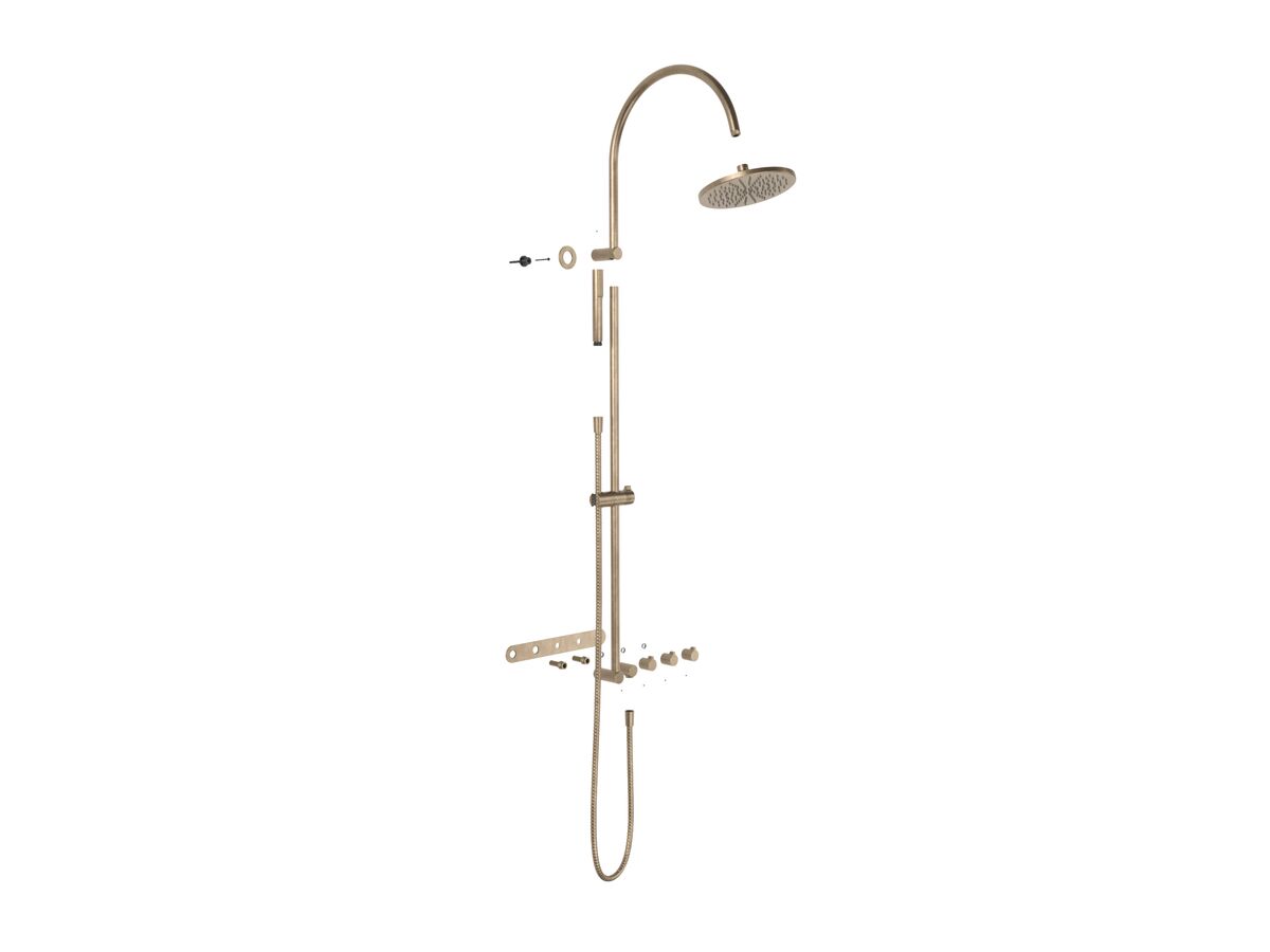Supporting Image - Faucet Strommen Vara Fin Wall Set with Twin Rail Shower Tap System Kit Discovery Bronze (3 Star) Lead Free