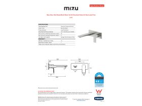 Specification Sheet - Mizu Bloc Wall Basin/Bath Mixer Set Kit Brushed Nickel (6 Star) Lead Free