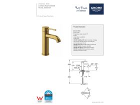 Technical Guide - GROHE Essence New Gooseneck Basin Mixer Brushed Cool Sunrise (6 Star)