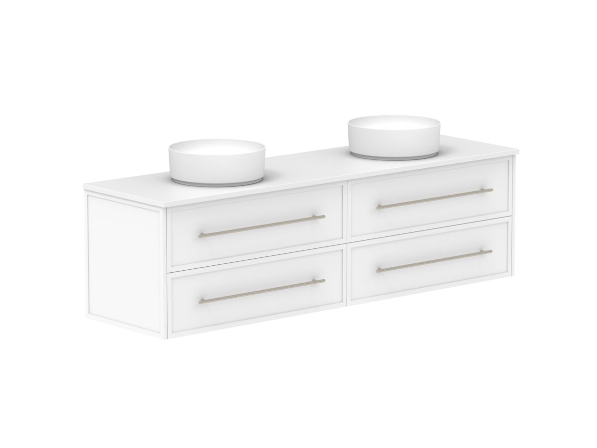 Supporting Image - Kado Lux All Drawer 1800mm Wall Hung Vanity Double Basin 20mm - White Shaker Angle