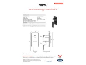 Specification Sheet - Mizu Bloc Shower Mixer with Diverter Kit Matte Black Lead Free