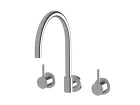 Hero - Sussex Scala Wall Sink Set Curved Satin Chrome (3 Star)