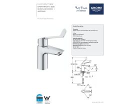 Technical Guide - GROHE Eurosmart Extended Lever Basin Mixer Chrome (5 Star) Lead Free