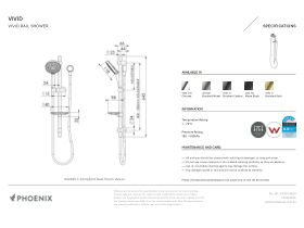 Specification Sheet - Phoenix Vivid Handshower on Rail (5 Star)