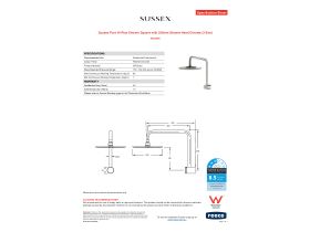Specification Sheet - Sussex Pure Hi-Rise Shower Square with 250mm Shower Head Chrome (3 Star)