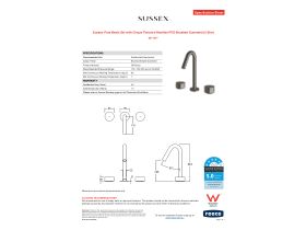 Specification Sheet - Sussex Pure Basin Set with Cirque Textured Handles PVD Brushed Gunmetal (5 Star)