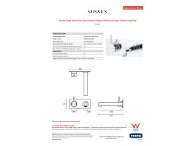 Specification Sheet - Sussex Scala Bath Mixer Outlet System Straight 200mm Left Hand Chrome Lead Free