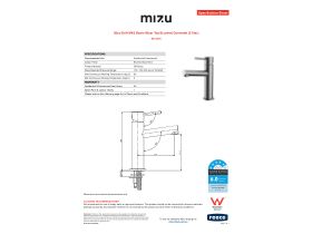 Specification Sheet - Mizu Drift MK2 Basin Mixer Tap Brushed Gunmetal (5 Star)