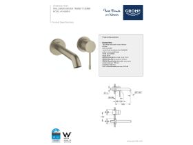 Technical Guide - GROHE Essence New Wall Basin Mixer Tap 180mm Front of Wall Trim Set Only Brushed Nickel (5 Star) Lead Free