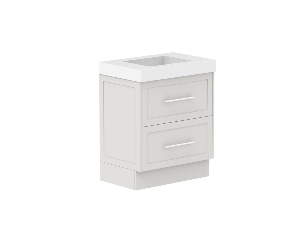 Supporting Image - Kado Lux All Drawer 750mm Floor Mounted Vanity Centre Basin 90mm - Feather Grey - Angle