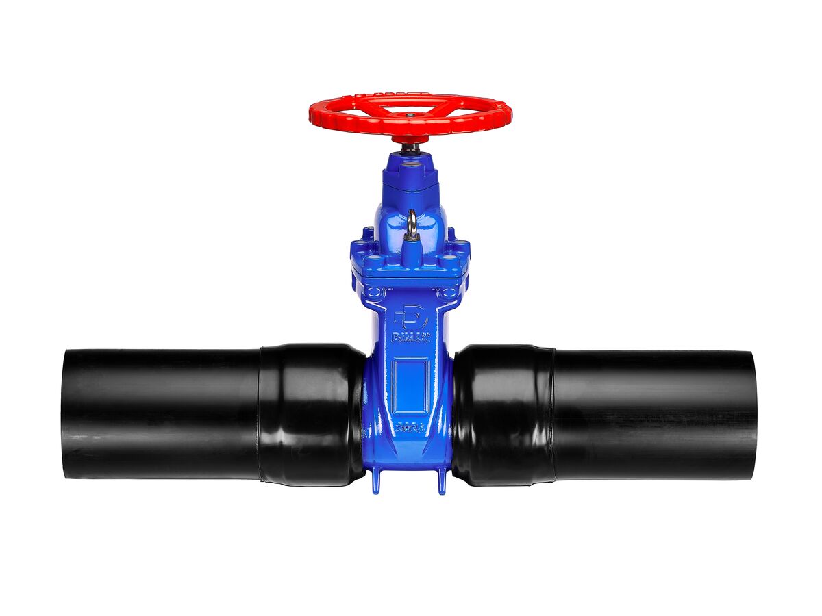 Dimax Resilient Seated Gate Valve with Handwheel PN16 180mm SDR11 HDPE PE Tail 150mm Clockwise Close