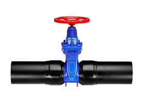 Dimax Resilient Seated Gate Valve with Handwheel PN16 180mm SDR11 HDPE PE Tail 150mm Clockwise Close
