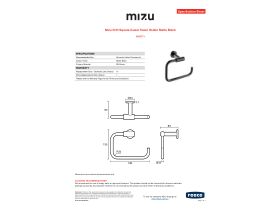 Specification Sheet - Mizu Drift Square Guest Towel Holder Matte Black