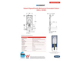 Specification Sheet - Geberit Sigma 8 Cistern Duofix 4 Wall Hung