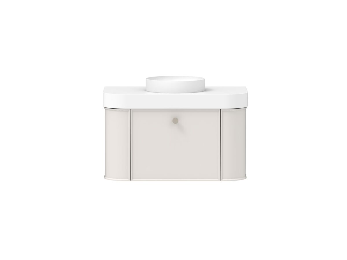 Hero - Kado Era Double Curve All Drawer 900mm Wall Hung Vanity Centre Basin 90mm Durasein Top Feather Grey