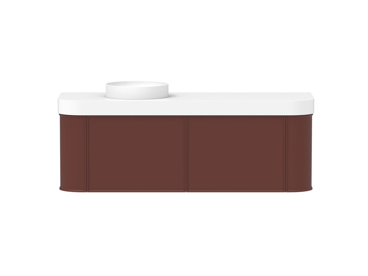 Hero - Kado Era Double Curve All Drawer 1500mm Wall Hung Vanity Left Hand Basin 90mm Durasein Top Red Marble