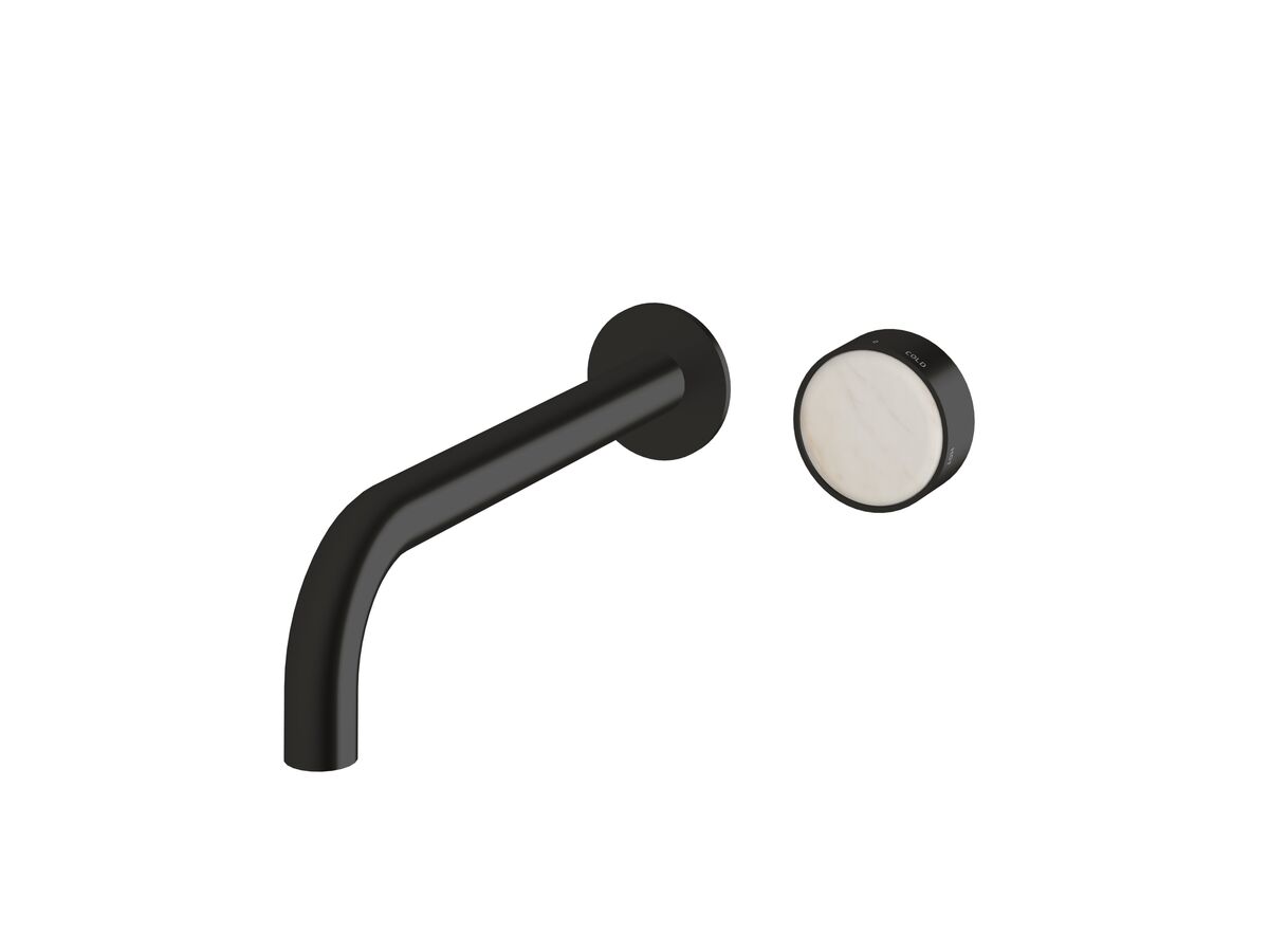 Supporting Image - Sussex Pure Elemental Progressive Wall Basin Mixer System 250mm PVD Matte Black (3 Star) Lead Free with Aurora Insert