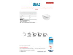 Specification Sheet - Roca Meridian In Tank Wall Hung Pan with Soft Close Seat & L Support White (4 Star)
