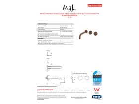 Specification Sheet - Milli Pure Wall Basin Hostess System 200mm Right Hand with Cirque Textured Handles PVD Brushed Bronze (3 Star)