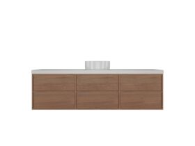 Supporting Image - Kado Aspect Wall Hung Vanity Unit 1800mm Single Bowl 6 Drawer Caesarstone Mineral 50mm Top - Florence Walnut